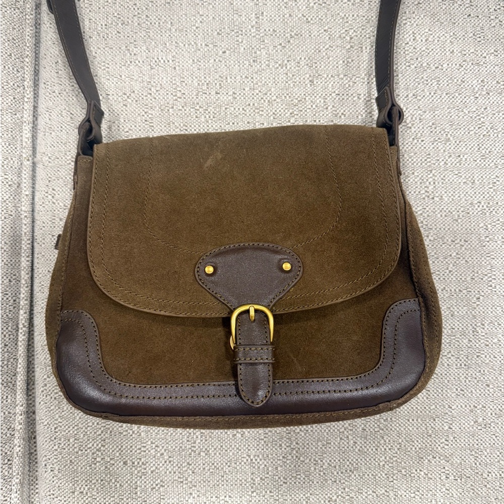 Mango Brown Suede and Leather Crossbody Bag